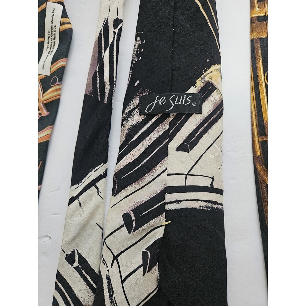 Three Vintage Musical Themed Trumpet Ties Ralph Marlin/Fratello/Je Suis Band - Picture 5 of 6